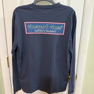Vineyard Vines Men's Long Sleeve Pocket Tee USA Stars & Stripes July 4th Sm NEW